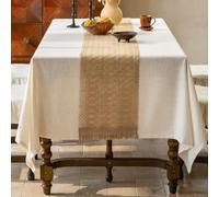 Ramie Hollow Out Woven Table Runner, Farmhouse Tassel Dining Table Runner, For Dresser Sideboard Decor, Hand Knitted Breathable Rustic Table Linen(240cm/94.4in)