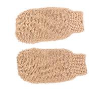 Ramie Jute Body Scrub Gloves, Exfoliating Spa Mitts, 2 Pack | Natural Fiber Material, Gentle Massage Action, Reusable Design, for Back and Chest Cleansing, Beige Color