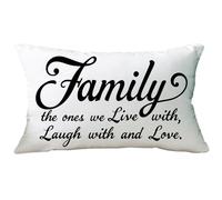 Ramirar Black Quote Family The One We Live with Laugh with and Love Decorative Soft White Velvet Lumbar Throw Pillow Cover Case Home Living Room Bed Sofa Car Rectangular 12 x 20 Inches