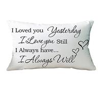 Ramirar Black Quote I Loved You Yesterday I Love You Still Lover Decorative Soft White Velvet Lumbar Throw Pillow Cover Case Home Living Room Bed Sofa Car Rectangular 12 x 20 Inches
