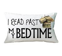 Ramirar Black Quote I Read Past My Bed Time Books Reader Decorative Soft White Velvet Lumbar Throw Pillow Cover Case Cushion Home Living Room Bed Sofa Car Rectangular 12 x 20 Inches