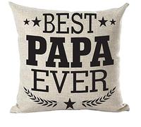 Ramirar Black Word Art Quote Best Papa Ever Five-Pointed Stars Leaves Inspirational Decorative Throw Pillow Cover Case Home Living Room Bed Sofa Car Cotton Linen Square 18 x 18 Inches