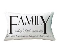 Ramirar Black Word Art Quote Family Decorative Soft White Velvet Lumbar Throw Pillow Cover Case Cushion Home Living Room Bed Sofa Car Rectangular 12 x 20 Inches