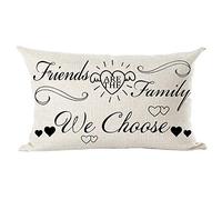 ramirar Black Word Art Quote Friends are The Family We Choose Love Decorative Lumbar Throw Pillow Cover Case Cushion Home Living Room Bed Sofa Car Cotton Linen Rectangular 12 x 20 Inches