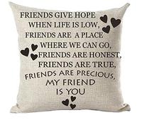 Ramirar Black Word Art Quote Friends Give Hope Love Friendship Inspirational Decorative Throw Pillow Cover Case Home Living Room Bed Sofa Car Cotton Linen Square 18 x 18 Inches