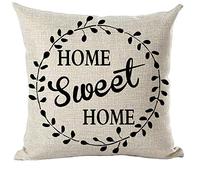 Ramirar Black Word Art Quote Home Sweet Home Family Relatives Leaves Inspirational Decorative Throw Pillow Cover Case Home Living Room Bed Sofa Car Cotton Linen Square 18 x 18 Inches