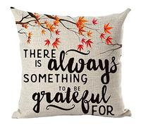 Ramirar Black Word Art Quote There is Always Something to Be Thankful for Maple Leaves Decorative Throw Pillow Cover Case Home Living Room Bed Sofa Car Cotton Linen Square 18 x 18 Inches