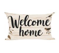 ramirar Black Word Art Quote Welcome Home Birds Retro Brown Wood Background Decorative Lumbar Throw Pillow Cover Case Cushion Home Living Room Bed Sofa Car Faux Cotton Linen Rectangular 12 x 20 Inches