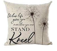 ramirar Black Word Art Quote When Life Gives You More Than You Can Stand Kneel Dandelions Decorative Throw Pillow Cover Case Cushion Home Living Room Bed Sofa Car Faux Cotton Linen Square 18 x 18 Inch