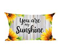 Ramirar Black Word Art Quote You are My Sunshine Yellow Sunflowers Brown Wood Decorative Lumbar Throw Pillow Cover Case Home Living Room Bed Sofa Car Cotton Linen Rectangular 12 x 20 Inches