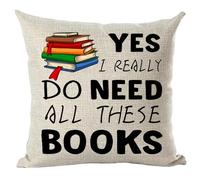 Ramirar Black Word Art Yes I Really Do Need All These Colorful Books Inspirational Decorative Throw Pillow Cover Case Home Living Room Bed Sofa Car Cotton Linen Square 18 x 18 Inches