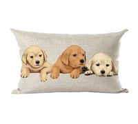 Ramirar Brown Lovely Dogs Lying On The Ground Gift for Pet Dog Lover Decorative Lumbar Throw Pillow Cover Case Home Living Room Bed Sofa Car Cotton Linen Rectangular 12 x 20 Inches