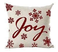 Ramirar Claret Wine Red Word Art Joy Snowflake Winter Merry Christmas New Year Inspirational Decorative Throw Pillow Cover Case Home Living Room Bed Sofa Car Cotton Linen Square 18 x 18 Inches
