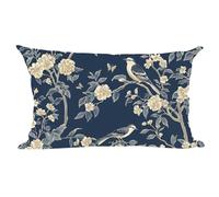 ramirar Hand Painted Ink Painting Watercolor Birds Trees Blue Background Decorative Lumbar Throw Pillow Cover Case Cushion Home Living Room Bed Sofa Car Faux Cotton Linen Rectangular 12 x 20 Inches