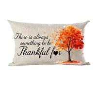 ramirar Hand Painted Ink Painting Watercolor Maple Tree Leaves Be Thankful Love Decorative Lumbar Throw Pillow Cover Case Cushion Home Living Room Bed Sofa Car Cotton Linen Rectangular 12 x 20 Inches