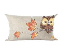 ramirar Hand Painted Oil Painting Watercolor Brown Night Owl Maple Leaves Tree Decorative Lumbar Throw Pillow Cover Case Cushion Home Living Room Bed Sofa Car Cotton Linen Rectangular 12 x 20 Inches