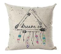 ramirar Hand Painted Watercolor Colorful Bohemian Ethnic Style Retro Feather Arrows Dream On Decorative Throw Pillow Cover Case Cushion Home Living Room Bed Sofa Car Cotton Linen Square 18 x 18 Inches