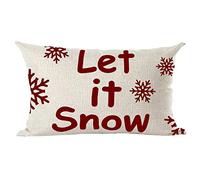 Ramirar Happy New Year Merry Christmas Let It Snow Snowflakes Winter Claret Wine Decorative Lumbar Throw Pillow Cover Case Home Living Room Bed Sofa Car Cotton Linen Rectangular 12 x 20 Inches