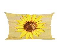ramirar Ink Oil Painting Watercolor Yellow Sunflower Summer Decorative Lumbar Throw Pillow Cover Case Cushion Home Living Room Bed Sofa Car Cotton Linen Rectangular 12 x 20 Inches