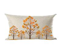 Ramirar Ink Painting Orange Maple Trees Leaves Autumn Fall Y'all Decorative Lumbar Throw Pillow Cover Case Home Living Room Bed Sofa Car Cotton Linen Rectangular 12 x 20 Inches