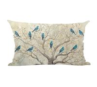 Ramirar Ink Painting Watercolor Blue Birds Brown Tree Fall Y'all Autumn Decorative Lumbar Throw Pillow Cover Case Home Living Room Bed Sofa Car Cotton Linen Rectangular 12 x 20 Inches