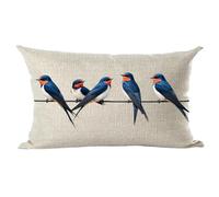 ramirar Ink Painting Watercolor Blue Lovely Birds Animal Lover Decorative Lumbar Throw Pillow Cover Case Cushion Home Living Room Bed Sofa Car Cotton Linen Rectangular 12 x 20 Inches