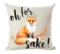 Ramirar Ink Painting Watercolor Orange Leaves Oh for Sake Fox Autumn Fall Y'all Decorative Throw Pillow Cover Case Home Living Room Bed Sofa Car Cotton Linen Square 18 x 18 Inches