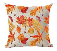 Ramirar Ink Painting Watercolor Orange Maple Leaves Autumn Fall Y'all Decorative Throw Pillow Cover Case Home Living Room Bed Sofa Car Cotton Linen Square 18 x 18 Inches