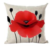 ramirar Ink Painting Watercolor Wine Red Poppy Flowers Decorative Throw Pillow Cover Case Cushion Home Living Room Bed Sofa Car Cotton Linen Square 18 x 18 Inches