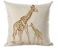 Ramirar Ink Painting Watercolor Yellow Brown Giraffe Gift for Animal Lover Decorative Throw Pillow Cover Case Cushion Home Living Room Bed Sofa Car Cotton Linen Square 18 x 18 Inches