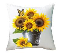 Ramirar Ink Painting Watercolor Yellow Brown Sunflowers Summer Decorative Throw Pillow Cover Case Cushion Home Living Room Bed Sofa Car White Polyester Velvet Square 18 x 18 Inches