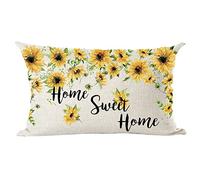 Ramirar Ink Painting Watercolor Yellow Sunflowers Home Sweet Home Decorative Lumbar Throw Pillow Cover Case Home Living Room Bed Sofa Car Cotton Linen Rectangular 12 x 20 Inches