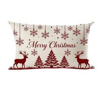 Ramirar New Year Merry Christmas Decorative Throw Pillow Cover Red Trees Deer Snowflake Star Lumbar Living Room Bed Sofa Car Cotton Linen