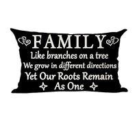 Ramirar Quote Family Like Branches On A Tree Black Background Decorative Lumbar Throw Pillow Cover Case Cushion Home Living Room Bed Sofa Car Cotton Linen Rectangular 12 x 20 Inches
