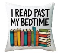 Ramirar Quote I Read Past My Bed Time Brown Books Decorative Soft White Polyester Velvet Throw Pillow Cover Case Cushion Home Living Room Bed Sofa Car Square 18 x 18 Inches