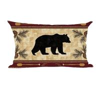 ramirar Retro Brown Bear Deer Paw Prints Cabin Forest Pine Nut Trees Field Fall Decorative Lumbar Throw Pillow Cover Case Cushion Home Living Room Bed Sofa Car Cotton Linen Rectangular 12 x 20 Inches