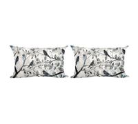 Ramirar Set of 2 Ink Painting Watercolor Blue Grey Lovely Birds Tree Leaves Decorative Lumbar Throw Pillow Cover Case Home Living Room Bed Sofa Car Cotton Linen Rectangular 12 x 20 Inches