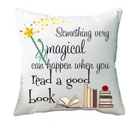 Ramirar Something Very Magical Can Happen When You Read A Good Book Decorative Soft White Polyester Velvet Throw Pillow Cover Case Cushion Home Living Room Bed Sofa Car Square 18 x 18 Inches