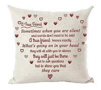 ramirar Sometimes When You Are Silent A True Friend Knows Exactly What's Going On In Your Head Decorative Throw Pillow Cover Case Cushion Home Living Room Bed Sofa Car Cotton Linen Square 18 x 18 Inch