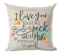 ramirar Watercolor Colorful Quote I Love You A Bushel & A Peck and A Hug Around The Neck Decorative Throw Pillow Cover Case Cushion Home Living Room Bed Sofa Car Cotton Linen Square 18 x 18 Inches