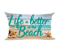 Ramirar Watercolor Seaweed Starfish Conch Life is Better at The Beach Summer Decorative Lumbar Throw Pillow Cover Case Home Living Room Bed Sofa Car Cotton Linen Rectangular 12 x 20 Inches