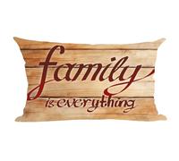 Ramirar Word Art Family is Everything Brown Wood Grain Background Inspirational Decorative Lumbar Throw Pillow Cover Case Home Living Room Bed Sofa Car Cotton Linen Rectangular 12 x 20 Inches
