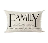 ramirar Word Art Family Today's Little Moments Become Tomorrow's Precious Memories Decorative Lumbar Throw Pillow Cover Case Cushion Home Living Room Bed Sofa Car Cotton Linen Rectangular 12 x 20 Inch