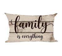 Ramirar Word Art Quote Family is Everything Brown Wood Background Inspirational Decorative Lumbar Throw Pillow Cover Case Home Living Room Bed Sofa Car Cotton Linen Rectangular 12 x 20 Inches