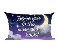 Ramirar Word Art Quote I Love You to The Moon and Back Sky Cloud Blue Purple Decorative Lumbar Throw Pillow Cover Case Home Living Room Bed Sofa Car Cotton Linen Rectangular 12 x 20 Inches