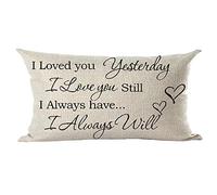 Ramirar Word Art Quote I Loved You Yesterday Love You Still Always Have Will Decorative Lumbar Throw Pillow Cover Case Home Living Room Bed Sofa Car Cotton Linen Rectangular 12 x 20 Inches