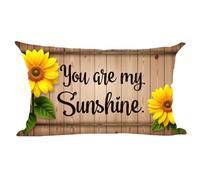 Ramirar Word Art Quote You are My Sunshine Yellow Sunflowers Wood Valentine's Day Lumbar Throw Pillow Cover Case Home Living Room Bed Sofa Car Cotton Linen Rectangular 12 x 20 Inches