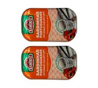 Ramirez Sardinhas Portuguesas Em Tomate Com Piri-Piri 125G Portuguese Sardines In Tomato Sauce With Chilli Pepper Product Of Portugal Pack of 2
