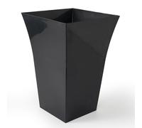 Rammento 2-Pack 37cm Tall Gloss Black Plastic Plant Pot | 27L Flared Flower Pot for Balcony, Garden & Patio | Weather-Resistant Square Garden Flower Pot | Lightweight Planter for Indoor/Outdoor Use