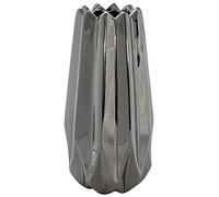 Rammento 23cm Silver Geometric Vase - Modern Design Ceramic Flower Vase, Pointed Edge Style - Perfect for Decorative Display, Can Accommodate Dried Flowers